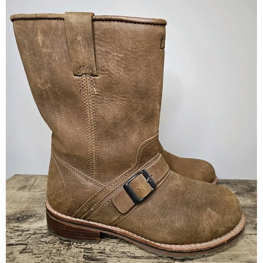 L.L.Bean Men's Roughout Leather Engineer Boots Harness Brown Goodyear Welt 10.5W